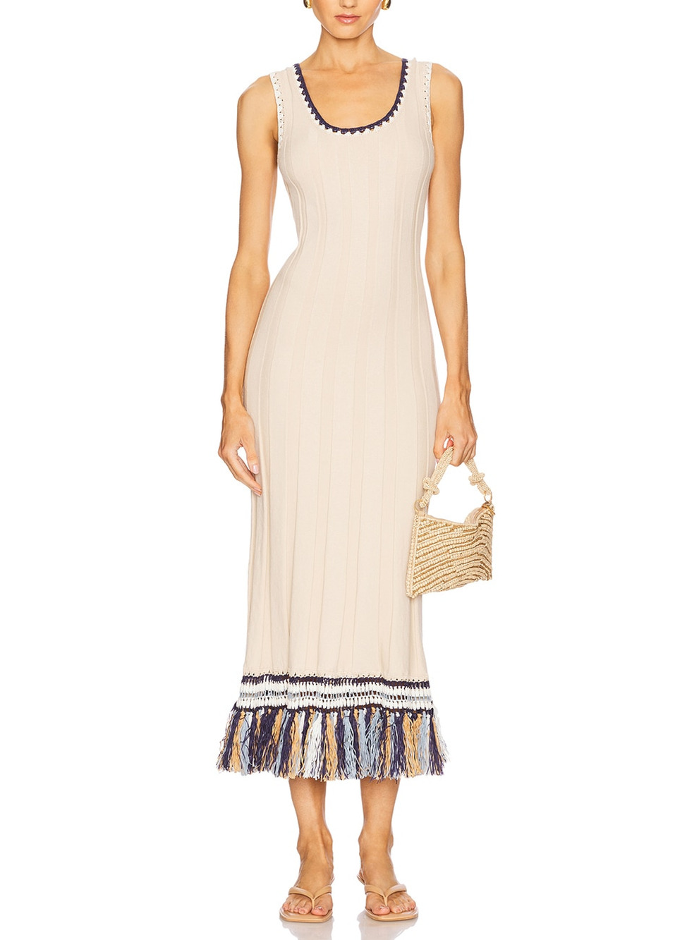 Simkhai Ribbed Tan Julianna Tank Midi Dress Size S